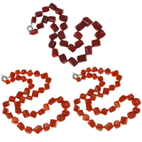 Natürliche Koralle Halskette, Messing Federring Verschluss, keine, 9x16mm, verkauft per ca. 23.5 ZollInch Strang