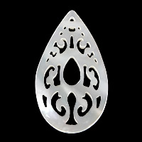 Natural White Shell Pendants, Teardrop, hollow, 20x38x2mm, Hole:Approx 2mm, 10PCs/Lot, Sold By Lot