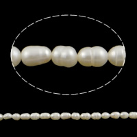 Riso coltivato in perla d'acqua dolce, perla d'acquadolce coltivata naturalmente, naturale, bianco, 4-5mm, Foro:Appross. 0.8mm, Venduto per Appross. 14.1 pollice filo