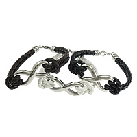 PU Leather Cord Bracelets 316 Stainless Steel with PU Leather Infinity 8mm Length Approx 8 Inch Sold By Lot
