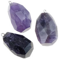 Amethyst Pendant with Iron Oval February Birthstone 23-28mm Approx 2mm Sold By Lot