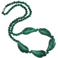 Malachite Necklace, brass screw clasp, Flat Heart, natural, 5mm, 29x14x5mm, Sold Per Approx 18 Inch Strand