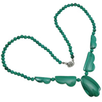 Malachite Necklace, brass box clasp, natural, 5mm, 18x30x5mm, Sold Per Approx 17 Inch Strand