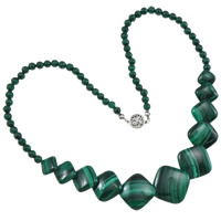 Malachite Necklace brass box clasp Rhombus natural 5mm Sold Per Approx 17 Inch Strand