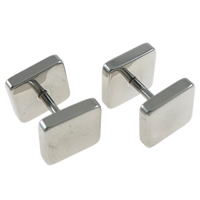 Stainless Steel Ear Piercing Jewelry, Square, original color, 8x8x10mm, Sold By Pair