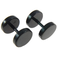 Rozsdamentes acél Ear Piercing ékszerek, Stainless Steel, Súlyzó, fekete ionos, 8x10mm, 12párok/Bag, Által értékesített Bag