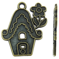 Tibetan Style Pendant Cabochon Setting, House, plated, more colors for choice, nickel, lead & cadmium free, 21x25x1mm, Hole:Approx 2mm, Inner Diameter:Approx 1.5mm, 555PCs/KG, Sold By KG