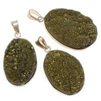 Quartz Gemstone Pendants with brass bail Oval rose gold color plated yellow 24-37mm Approx Sold By Bag