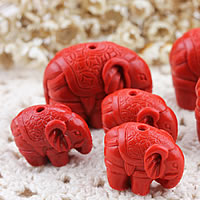 Pingentes Cinnabar, Laca esculpida, Elefante, esculpida & tamanho diferente para a escolha, Buraco:Aprox 1-2mm, 10PCs/Lot, vendido por Lot