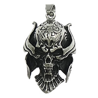 Stainless Steel Skull Pendants, Halloween Jewelry Gift & blacken, 25.50x40.50x15mm, Hole:Approx 4x9mm, 10PCs/Lot, Sold By Lot
