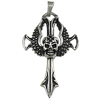 Stainless Steel Cross Pendants Skull Cross blacken Approx Sold By Lot