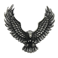 Stainless Steel Animal Pendants, Eagle, blacken, 45x43x10mm, Hole:Approx 6x9mm, 10PCs/Lot, Sold By Lot
