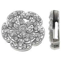 Tibetan Style, Flower, platinum color plated, with rhinestone, nickel, lead & cadmium free, 20.5x5mm, Hole:Approx 15x2mm, 50PCs/Bag, Sold By Bag