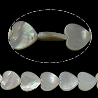 Perles en coquillage blanc naturel, coquille blanche, coeur, 15x15x2.50mm, Trou:Environ 1mm, Longueur:Environ 15.5 pouce, 2Strandstoron/lot, Vendu par lot