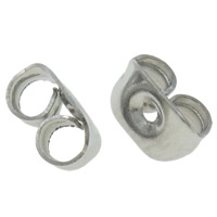 Stainless Steel Spændinger Ear Nut, oprindelige farve, 5x3x3mm, Hole:Ca. 1mm, 5000par/Bag, Solgt af Bag