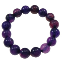 Purple Agate Bracelet, Round, 12mm, Length:Approx 7.5 Inch, 5Strands/Bag, Sold By Bag