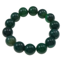 Green Agate Bracelet, Round, 14mm, Length:Approx 7.5 Inch, 5Strands/Bag, Sold By Bag