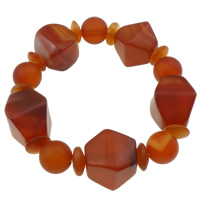 Red Agate Bracelets, Drum, 22x19mm, Length:Approx 7.5 Inch, 5Strands/Bag, Sold By Bag