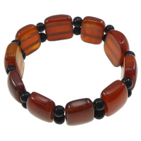 Red Agate Bracelets, with Black Agate, 20x20x9mm, Length:Approx 7.5 Inch, 10Strands/Bag, Sold By Bag