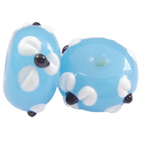 Holprige Lampwork Perlen, Rondell, handgemacht, uneben, himmelblau, 12x8mm, Bohrung:ca. 2mm, 100PCs/Tasche, verkauft von Tasche