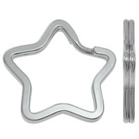 Iron Split Ring, Star, platinum color plated, nickel, lead & cadmium free, 34x4mm, Hole:Approx 24mm, 20PCs/Bag, Sold By Bag