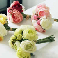 Закручивать шелк Искусственные цветы, с пластик, Форма цветка, Много цветов для выбора, 25cm, 10Наборы/Лот, 3ПК/указан, продается Лот