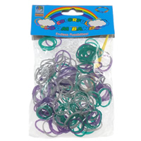 Vävstol band, Gummi, med Plast, syntetisk, attachted virknål & med S clip & för barn, blandade färger, 1mm, 4x83mm, 12x6x2mm, 50Väskor/Lot, Säljs av Lot