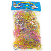 Vävstol band, Gummi, med Plast, syntetisk, attachted virknål & med S clip & för barn & färgrik pulver, blandade färger, 1mm, 4x83mm, 12x6x2mm, 50Väskor/Lot, Säljs av Lot