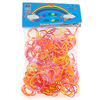 Væven Bands, Gummi, med Plastic, syntetisk, attachted hæklenål & med S clip & for børn, blandede farver, 1mm, 4x83mm, 12x6x2mm, 50Tasker/Lot, Solgt af Lot