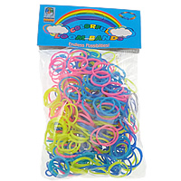Webstuhl-Bands, Gummi, mit Kunststoff, synthetisch, mit Clip S & für Kinder, gemischte Farben, 1mm, 4x83mm, 12x6x2mm, 50Taschen/Menge, verkauft von Menge