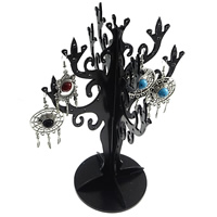 Organisches Glas Ohrringständer, Baum, schwarz, 130x210mm, Bohrung:ca. 2mm, 10PCs/Menge, verkauft von Menge