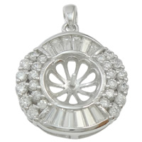 Brass Peg Bail Flat Round silver color plated with cubic zirconia nickel lead & cadmium free Approx Sold By Bag