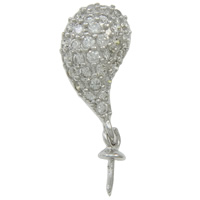 Brass Peg Bail Teardrop silver color plated micro pave cubic zirconia nickel lead & cadmium free Approx Sold By Bag