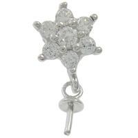 Brass Peg Bail Flower silver color plated with cubic zirconia nickel lead & cadmium free Approx Sold By Bag
