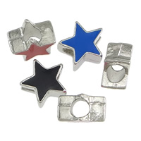 Tibetan Style Large Hole Bead, Star, platinum color plated, enamel, more colors for choice, nickel, lead & cadmium free, 13x13x7mm, Hole:Approx 5x4mm, 200PCs/Lot, Sold By Lot