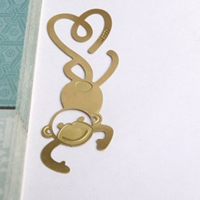 Brass Bookmark, Monkey, gold color plated, hollow, nickel, lead & cadmium free, 25x63mm, 50PCs/Lot, Sold By Lot