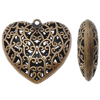 Zinc Alloy Heart Pendants plated hollow lead & cadmium free Approx 2.5mm Sold By Bag