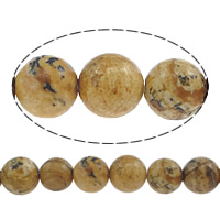 Natural Picture Jasper Beads, Round, 10mm, Hole:Approx 1mm, Length:Approx 15 Inch, 10Strands/Lot, Approx 37PCs/Strand, Sold By Lot