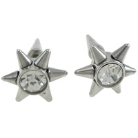 Rozsdamentes acél Ear Piercing ékszerek, Stainless Steel, Virág, strasszos, az eredeti szín, 21x13x13mm, Által értékesített pár