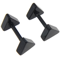 Stainless Steel Ear Piercing Jewelry, Triangle, black ionic, different size for choice, Sold By Pair