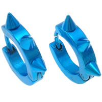 Bijoux de piercing d'oreille en acier inoxydable, électrophorèse, normes différentes pour le choix, bleu, Vendu par paire