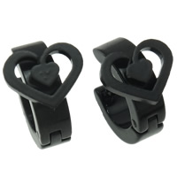 Stainless Steel Ear Piercing Jewelry, Heart, black ionic, 15x12.50x9.50mm, Sold By Pair