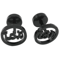 Stainless Steel Ear Piercing Jewelry, Flat Round, black ionic, 9x9mm, Sold By Pair