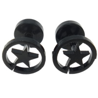 Rostfritt stål Ear Piercing Smycken, ROSTFRITT STÅL, Flat Round, svart jonisk, 8x9mm, Säljs av Par