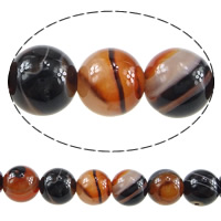 Natürliche Streifen Achat Perlen, rund, verschiedene Größen vorhanden, Bohrung:ca. 1mm, Länge:ca. 15.5 ZollInch, verkauft von Menge