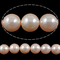 South Sea Shell perler, Runde, lyserød, 8mm, Hole:Ca. 0.5mm, 47pc'er/Strand, Solgt Per 16 inch Strand