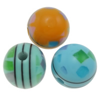 Harpiks smykker Perler, Resin, Runde, forskellig størrelse for valg, blandede farver, Hole:Ca. 1.5mm, 1000pc'er/Bag, Solgt af Bag