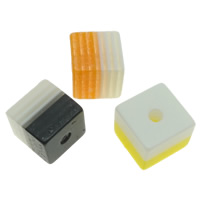 Striped Resin Beads, Cube, mixed colors, 8x8mm, Hole:Approx 1.5mm, 1000PCs/Bag, Sold By Bag