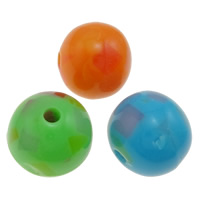 Harpiks smykker Perler, Resin, Runde, blandede farver, 12mm, Hole:Ca. 2mm, 1000pc'er/Bag, Solgt af Bag