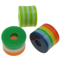 Striped Resin Beads, Column, mixed colors, 11x9mm, Hole:Approx 3.5mm, 1000PCs/Bag, Sold By Bag